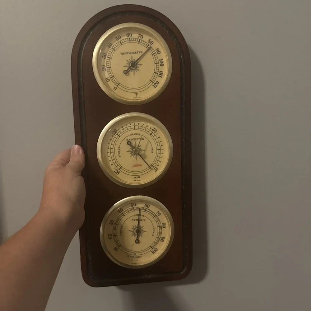 Vintage Sunbeam Weather Station Barometer Thermometer Humidity USA